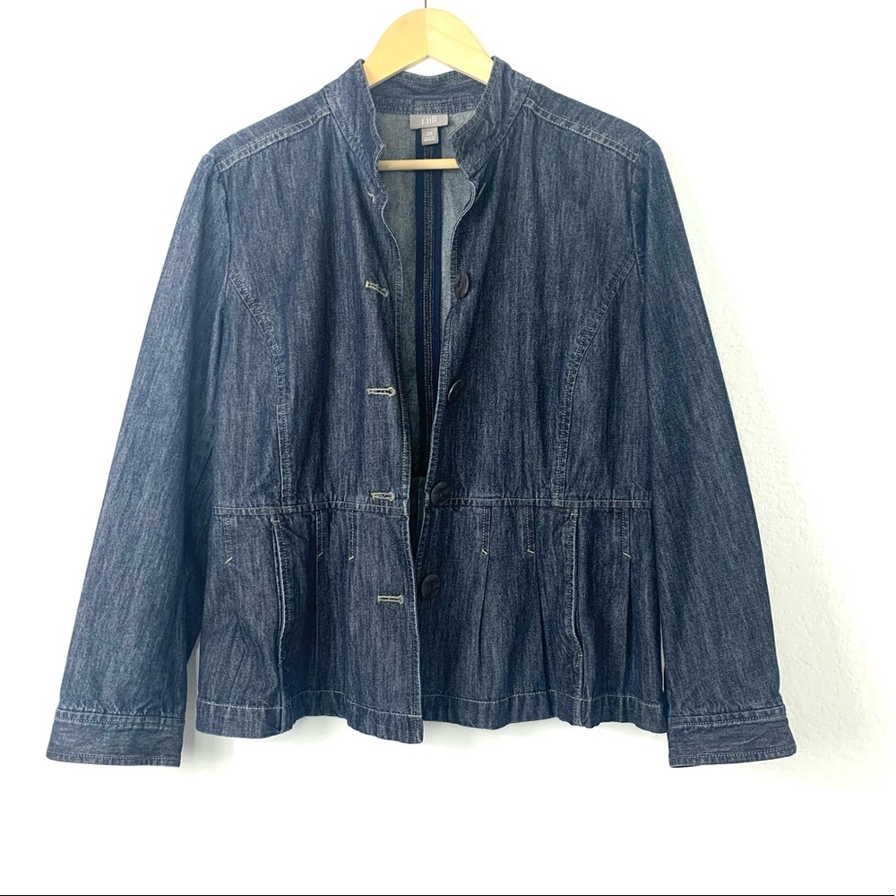 J.Jill Denim Button-Up Jacket with Pleated Peplum. Very Unique!